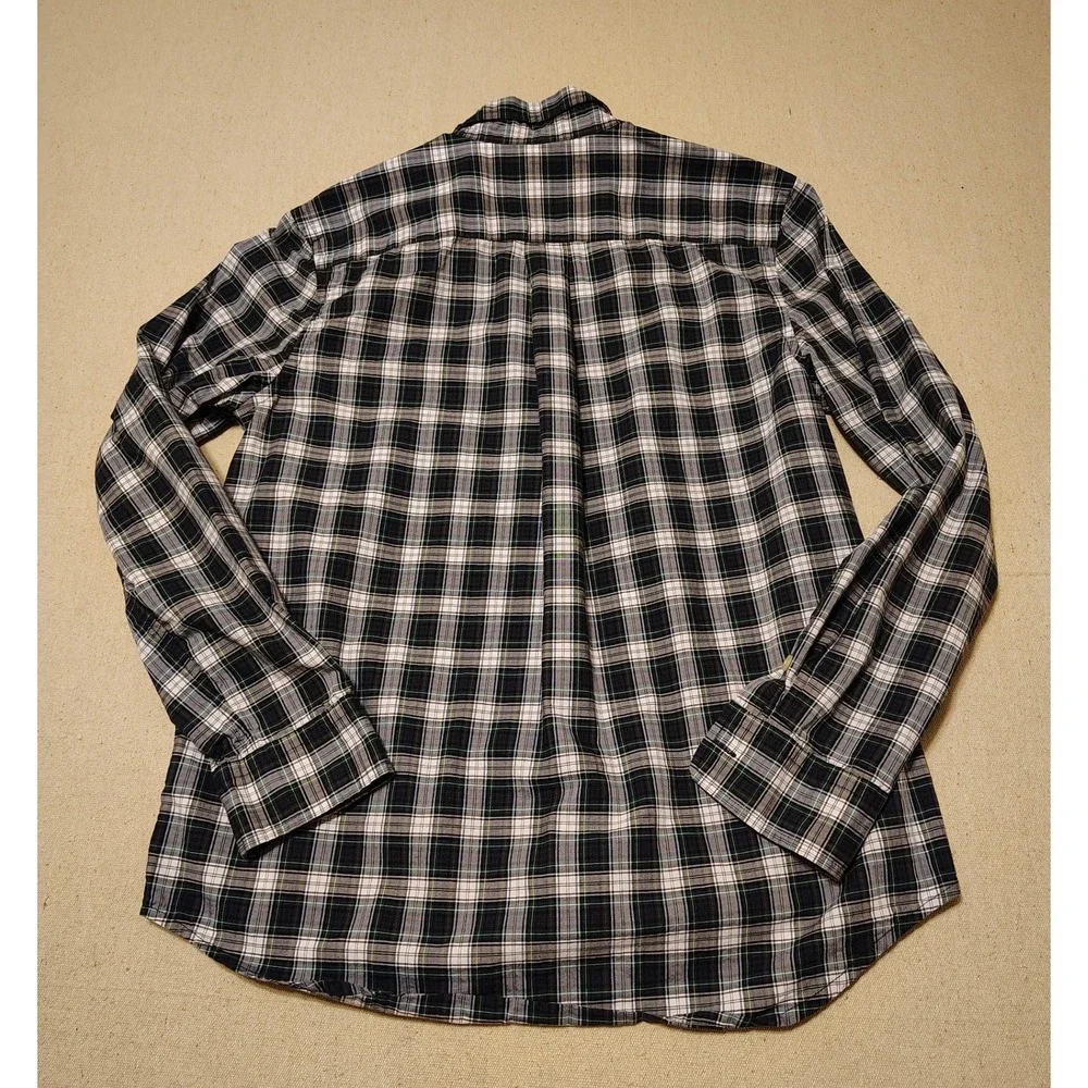 Ralph Lauren Kids Plaid Button Down Shirt Navy Green White L 14-16 RN41381‎ K